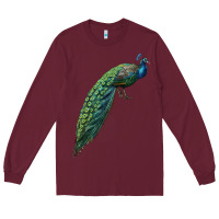 Burgundy Peacock Long Sleeve Tee - LillyAllenDesigns