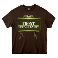 Chocolate Brown front toward enemy distressed claymore mine military Heavy Core Tee - linhVisuals