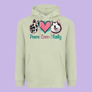 Peace Love Husky Heavyweight Hoodie Designed By Jasminsmagicworld