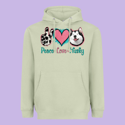 Peace Love Husky Heavyweight Hoodie Designed By Jasminsmagicworld