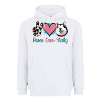 White Peace Love Husky Heavyweight Hoodie - Jasminsmagicworld