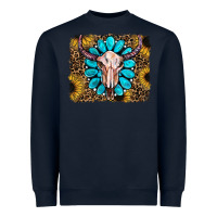 Navy leopard sunflowers and gemstone skull Heavyweight Sweatshirt - RanaPortraitStore