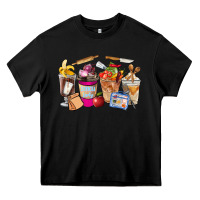 Black Lunch Lady Coffee Cups Heavy Core Tee - FaDigitalArtStudio