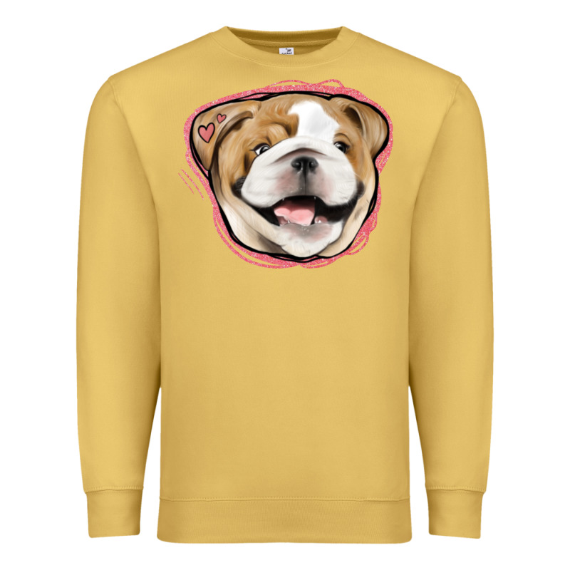 Bulldog Pink Glitter Premium Sweatshirt by Jasminsmagicworld | Teevron