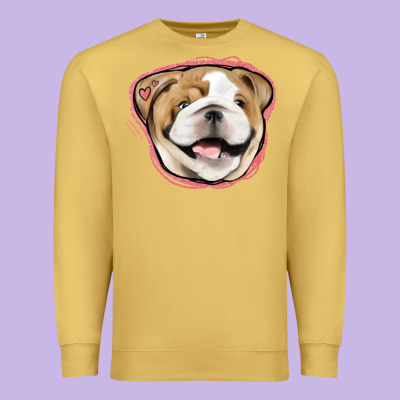 Bulldog Pink Glitter Premium Sweatshirt Designed By Jasminsmagicworld