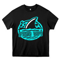 Black fins up ocean Heavy Core Tee - linhVisuals