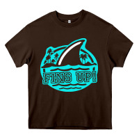 Chocolate Brown fins up ocean Heavy Core Tee - linhVisuals