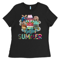 Black Hello Summer Ladies Tee - CowhideDigitalArt