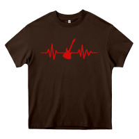 Chocolate Brown heartbeat electric guitar Heavy Core Tee - linhVisuals