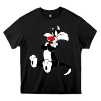 Black sylvester cat Heavy Core Tee - linhVisuals
