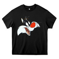 Black sylvester  face Heavy Core Tee - linhVisuals