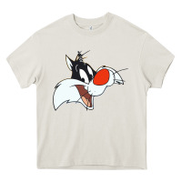 Cream sylvester  face Heavy Core Tee - linhVisuals