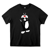 Black sylvester cat Heavy Core Tee - linhVisuals