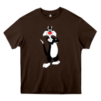 Chocolate Brown sylvester cat Heavy Core Tee - linhVisuals