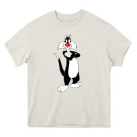 Cream sylvester cat Heavy Core Tee - linhVisuals