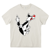 Cream sylvester cat Heavy Core Tee - linhVisuals