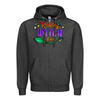 Charcoal Heather resting witch face Zipper Hoodie - Jasminsmagicworld