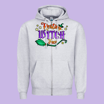 Resting Witch Face Zipper Hoodie Designed By Jasminsmagicworld