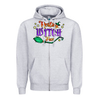 Heather Grey resting witch face Zipper Hoodie - Jasminsmagicworld