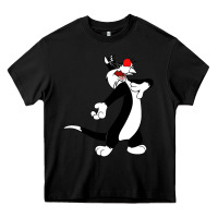 Black sylvester cat Heavy Core Tee - linhVisuals