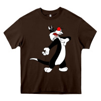 Chocolate Brown sylvester cat Heavy Core Tee - linhVisuals