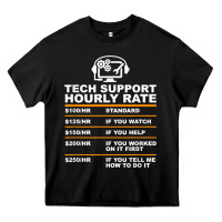Black tech support hourly rate t shirt Heavy Core Tee - linhVisuals