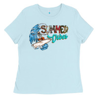 Baby Blue Summer Vibes Ladies Tee - CowhideDigitalArt