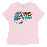 Bubblegum Pink Summer Vibes Ladies Tee - CowhideDigitalArt