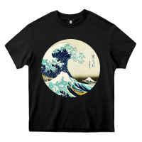 Black great wave Heavy Core Tee - linhVisuals
