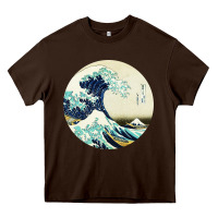 Chocolate Brown great wave Heavy Core Tee - linhVisuals
