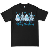 Black merry christmas blue trees Premium Tee - FaDigitalArtStudio