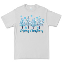 Dove Grey merry christmas blue trees Premium Tee - FaDigitalArtStudio