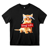 Black hug life kitty cat Heavy Core Tee - linhVisuals