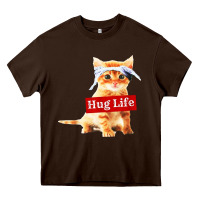 Chocolate Brown hug life kitty cat Heavy Core Tee - linhVisuals