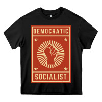 Black democratic socialist Heavy Core Tee - linhVisuals