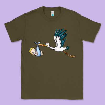 Stork With Baby Boy Classic Tee Designed By Barkaloodesign