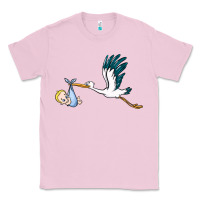 Bubblegum Pink stork with baby boy Classic Tee - BarkalooDesign