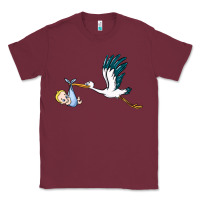 Burgundy stork with baby boy Classic Tee - BarkalooDesign