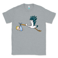 Heather Grey stork with baby boy Classic Tee - BarkalooDesign