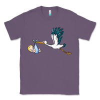 Lavender stork with baby boy Classic Tee - BarkalooDesign
