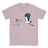 Lilac stork with baby boy Classic Tee - BarkalooDesign
