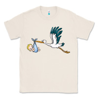Natural stork with baby boy Classic Tee - BarkalooDesign