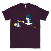 Plum stork with baby boy Classic Tee - BarkalooDesign