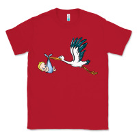 Red stork with baby boy Classic Tee - BarkalooDesign