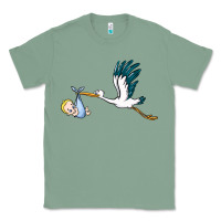 Sage stork with baby boy Classic Tee - BarkalooDesign