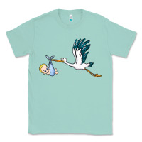 Seafoam stork with baby boy Classic Tee - BarkalooDesign