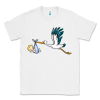 White stork with baby boy Classic Tee - BarkalooDesign