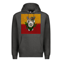 Charcoal Heather christmas alpacas Premium Hoodie - BarkalooDesign
