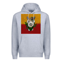Heather Grey christmas alpacas Premium Hoodie - BarkalooDesign