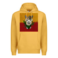 Mustard christmas alpacas Premium Hoodie - BarkalooDesign